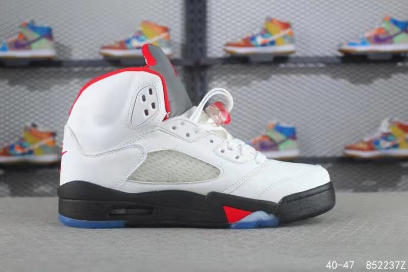 2020 Air Jordan 5 Retro White Red Black Blue Shoes